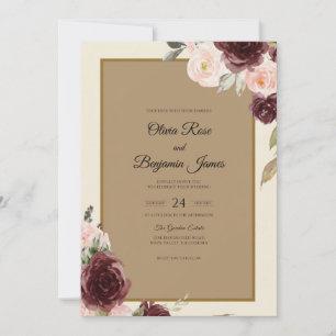 Maroon Bloom Wedding Invitation