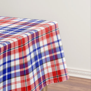 Maroon Blue Red Plaid Tartan Design  Tablecloth