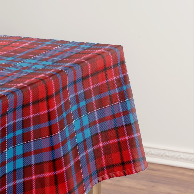 Maroon Blue Red Plaid Tartan Design  Tablecloth (In Situ)