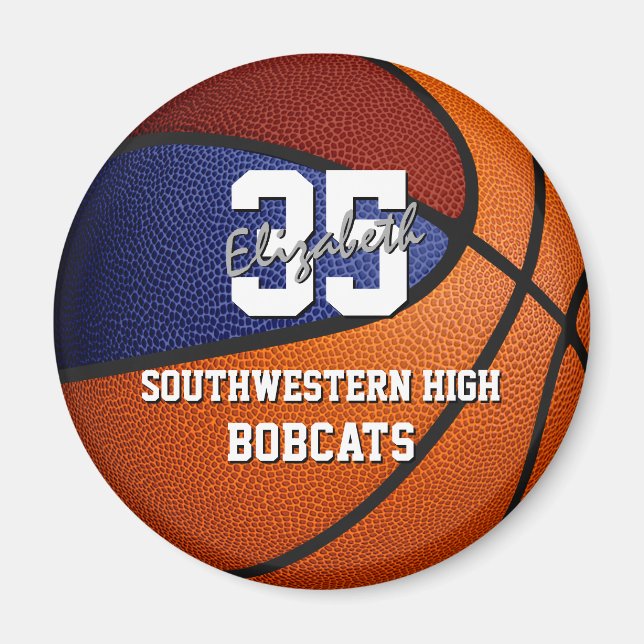 maroon blue sports team colours gifts basketball magnet (Front)