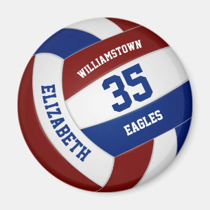 Maroon blue team colours volleyball club magnet