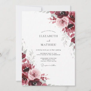Maroon Blush Peony Wedding Invitation