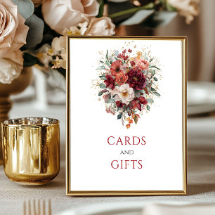 Maroon Bohemian Eucalyptus Cards And Gifts Tableto Poster