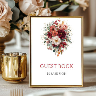 Maroon Bohemian Eucalyptus Guest Book Tabletop