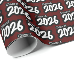 Maroon Bold Brush Class of 2026 Wrapping Paper