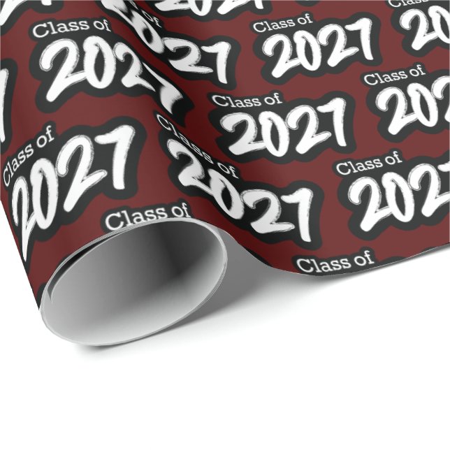 Maroon Bold Brush Class of 2027 Wrapping Paper (Roll Corner)