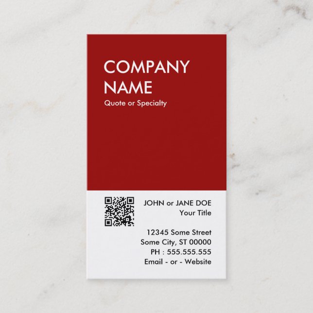 maroon bold design your own QR code Business Card (Front)