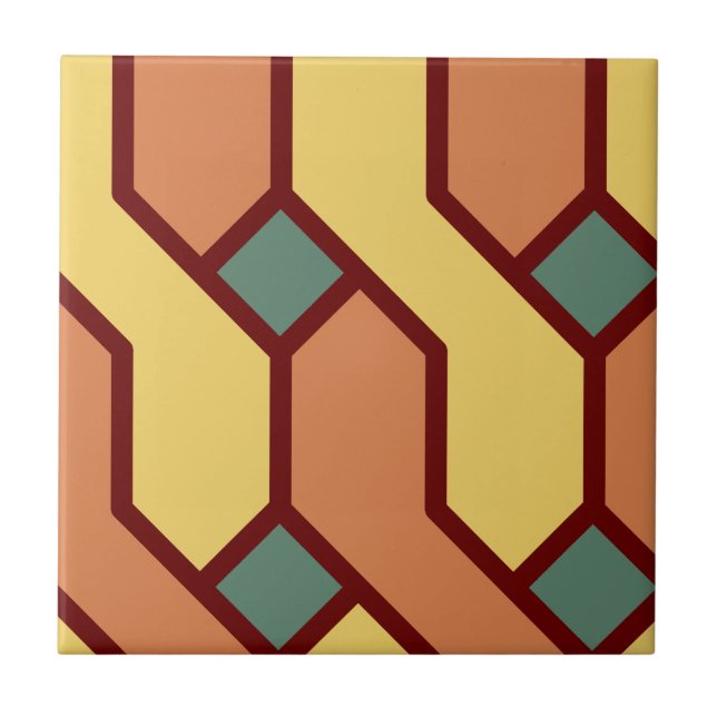 Maroon Borderline Abstract, Small(4.25" x 4.25") Ceramic Tile (Front)