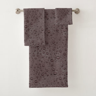Maroon brown water droplets bath towel set