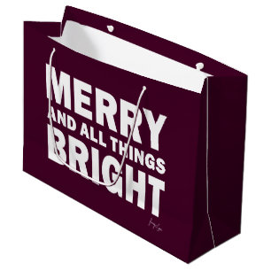 Maroon, Burgundy Gift Bag   Merry & Bright