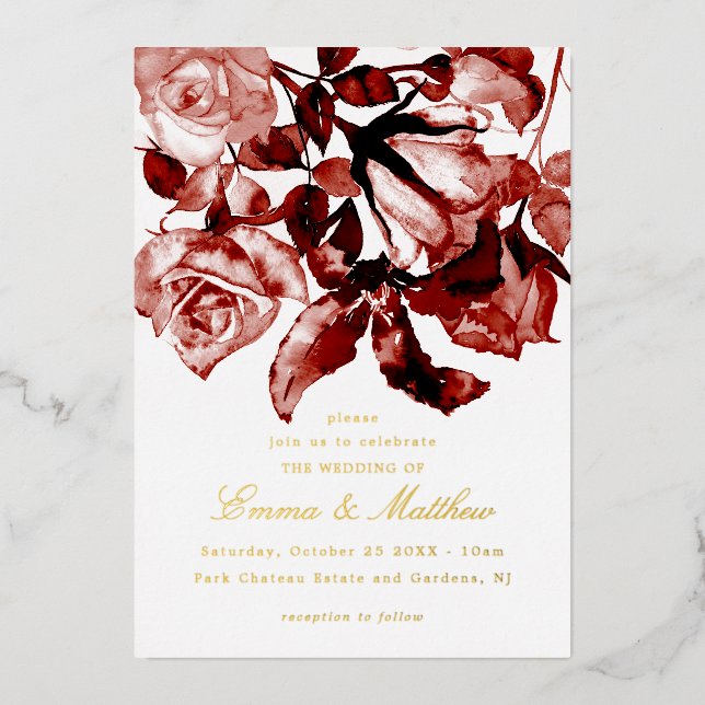 Maroon Burgundy Gold Rustic Wild Elegance Wedding (Front)