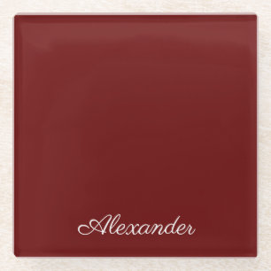 Maroon Burgundy Rust Red Solid coloured Glass Coaster