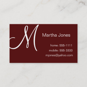Maroon Business Cards with Monogram (#BUS 031)