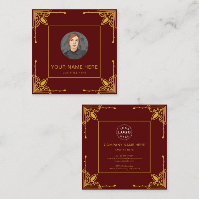 Maroon Calling Card Featuring Metallic Gold (Front/Back)