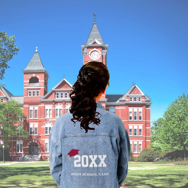 Maroon Cap Class of 20XX Graduation Denim Jacket (Creator Uploaded)