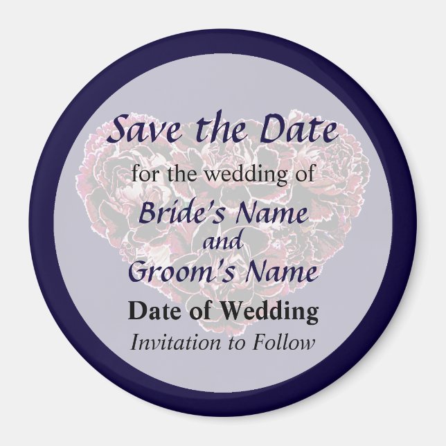 Maroon Carnation Heart Save the Date Magnet (Front)