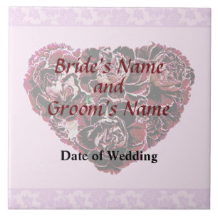 Maroon Carnation Heart With Pink Wedding Products Tile