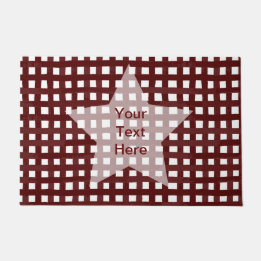 Maroon check & white Star Customisable Wording Doormat