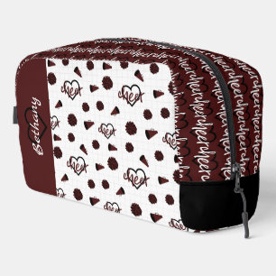 Maroon Cheer Hearts, Pom Poms, Megaphone Pattern Dopp Kit