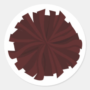 Maroon Cheerleader Pom Pom Classic Round Sticker