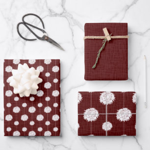 Maroon Cheerleader Pom Pom Pattern Wrapping Paper Sheet