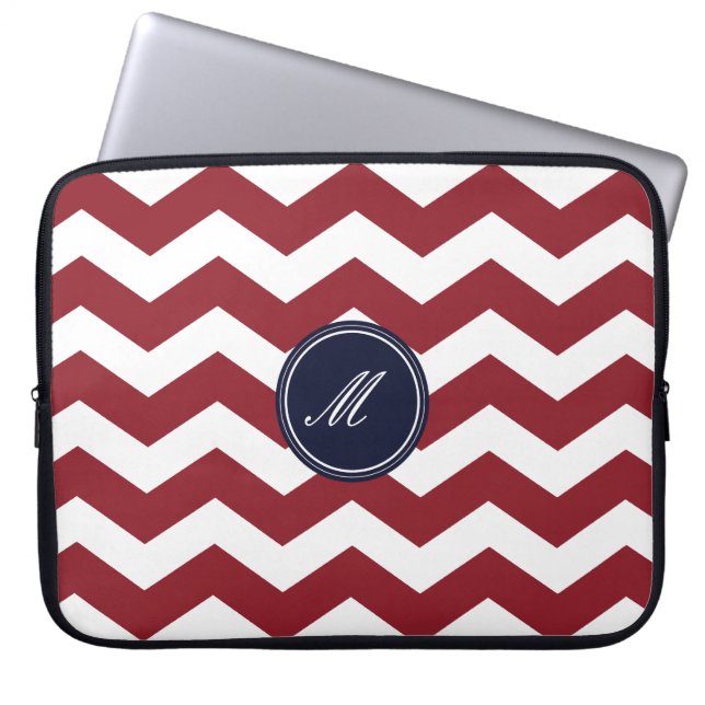 Maroon Chevron Pattern Laptop Sleeve (Front)