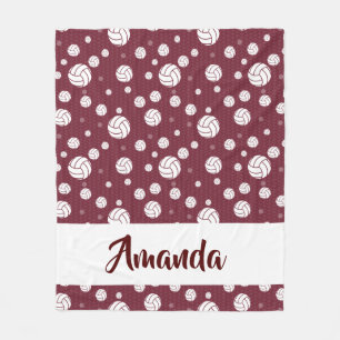 Maroon Chevron Volleyball Pattern Fleece Blanket