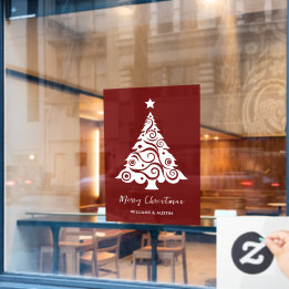 Maroon Christmas Tree Business Window Decoration