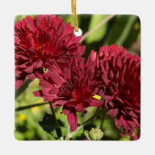 Maroon Chrysanthemums Ceramic Ornament