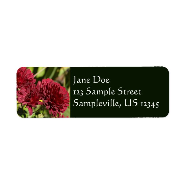 Maroon Chrysanthemums Return Address Label (Front)