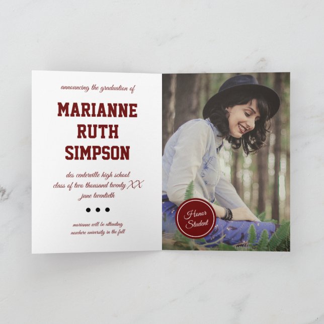 Maroon Circles Photo Graduation Invitation (Inside)