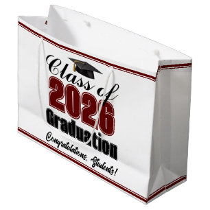 Maroon Class of 2026 Custom Graduation Party Large Gift Bag