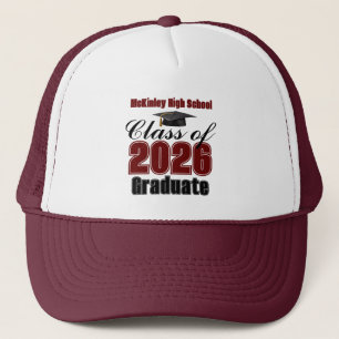 Maroon Class of 2026 Graduation Custom Trucker Hat