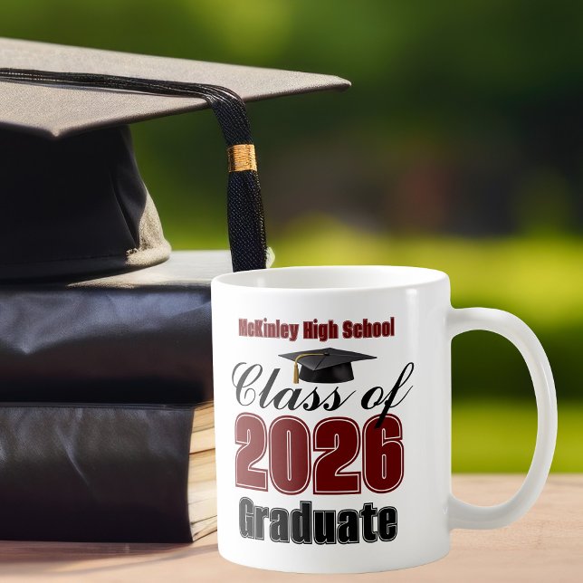 Maroon Class of 2026 Graduation Keepsake Coffee Mug (Creator Uploaded)