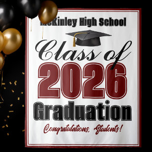 Maroon Class of 2026 Graduation Party Photo Booth Tapestry