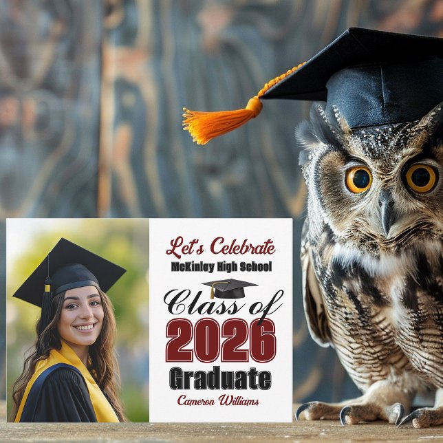Maroon Class of 2026 Photo Graduation Party Invitation (Creator Uploaded)