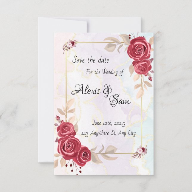 Maroon colour theme in abstract colours invitation (Front)