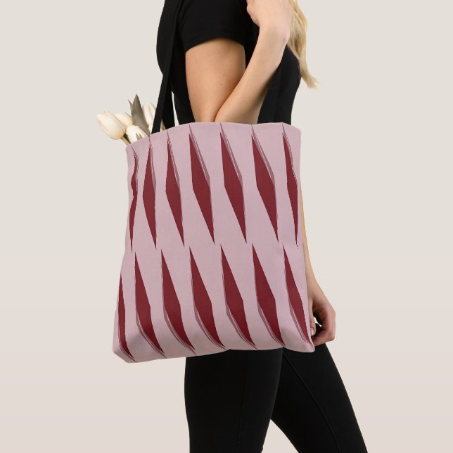 Maroon-Copper Rose Stripe Tote Bag (Close Up)