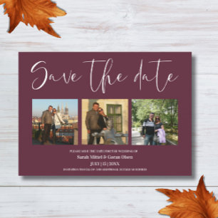 Maroon Couple Photos Wedding Save the date 
