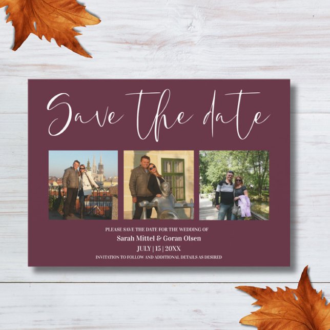 Maroon Couple Photos Wedding Save the date  (Creator Uploaded)