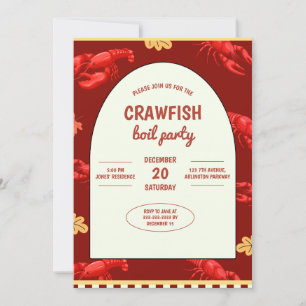 Maroon Crawfish Boil Party Picnic Celebration Invitation
