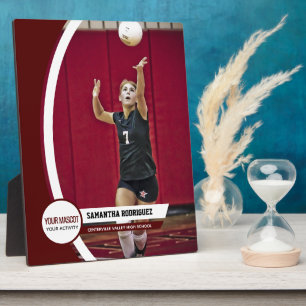 Maroon Curved Frame School Photo Display
