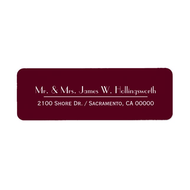 Maroon Custom Return Address Label (Front)
