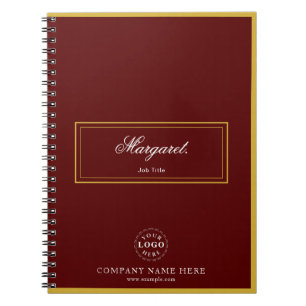 Maroon Custom Spiral Notebook with Name & Logo