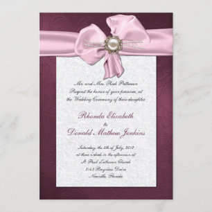 Maroon Damask Wedding Invitation