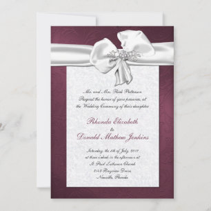 Maroon Damask Wedding Invitation