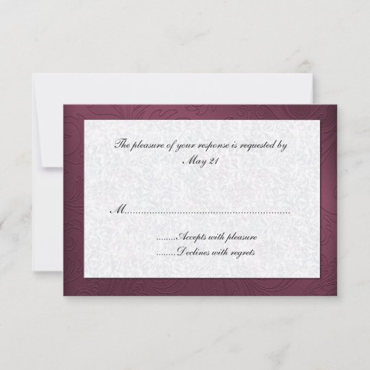 Maroon Damask Wedding Response Card