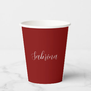 Maroon Dark Red Professional Calligraphy Add Name Paper Cups