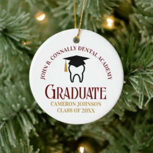 Maroon Dental School Custom Graduation Christmas Ceramic Ornament