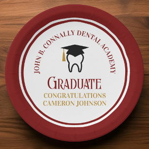 Maroon Dental School Custom Graduation Party Paper Plate